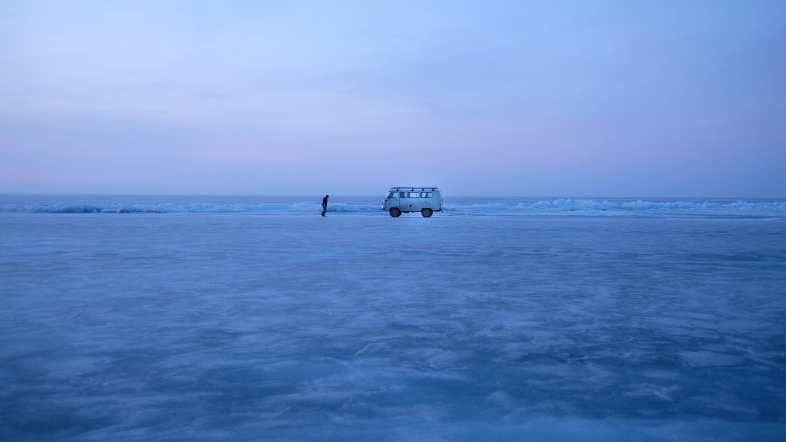 Uaz car on Lake Baikal